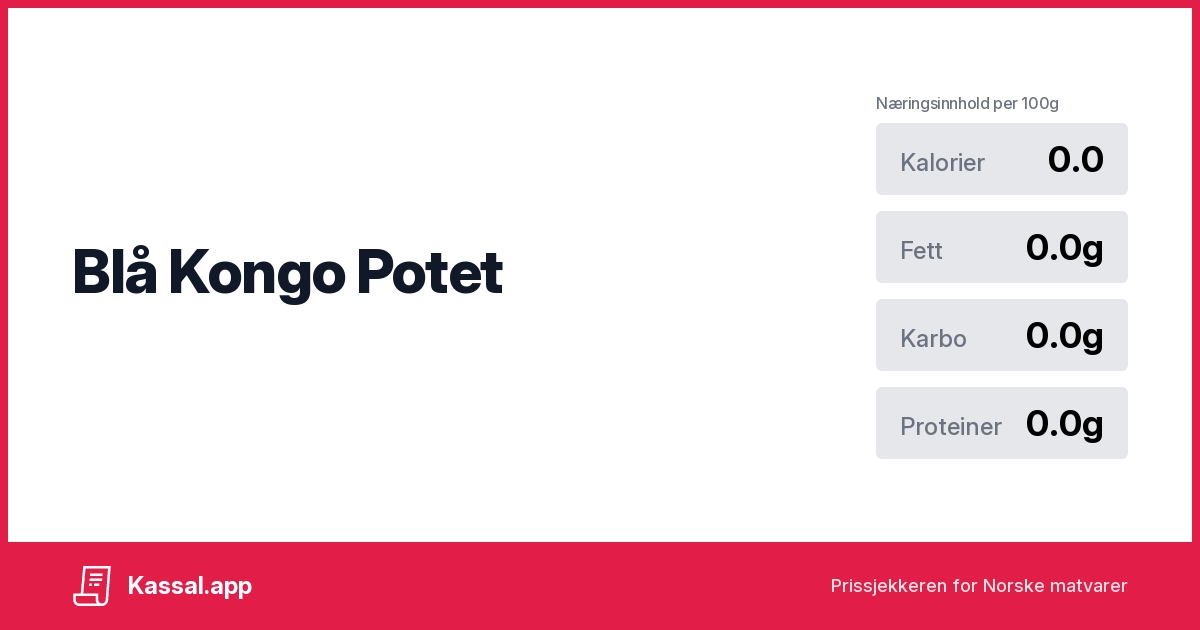 Blå Kongo Potet - Kassalapp®