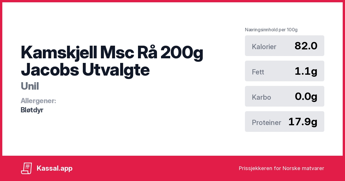 Kamskjell Msc Rå 200g Jacobs Utvalgte - Kassalapp®