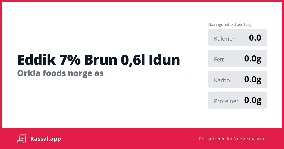Eddik 7% Brun 0,6l Idun - Kassalapp®
