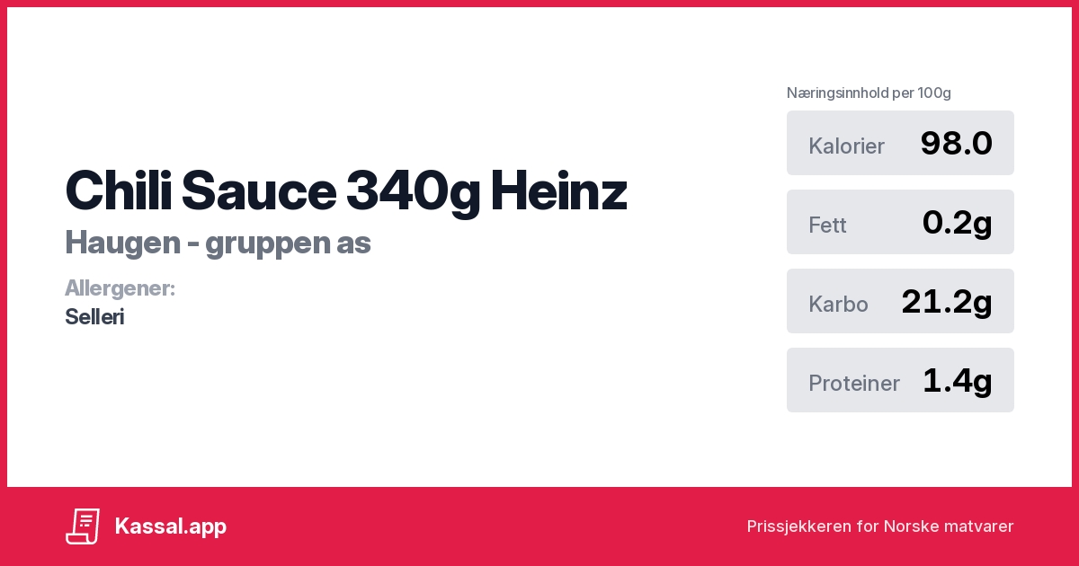 Chili Sauce 340g Heinz Kassalapp®