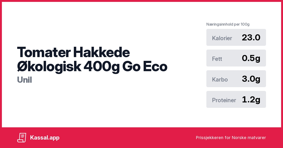 Tomater Hakkede Økologisk 400g Go Eco Kassalapp® 