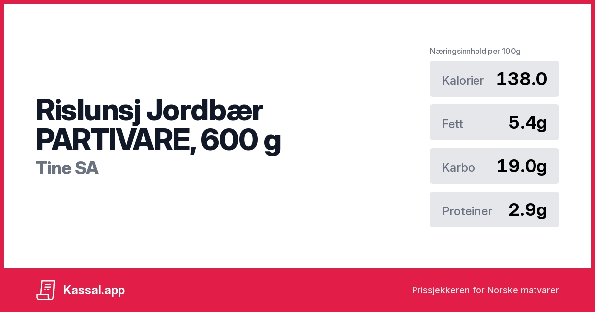 Rislunsj Jordbær Partivare 600 G Kassalapp® 