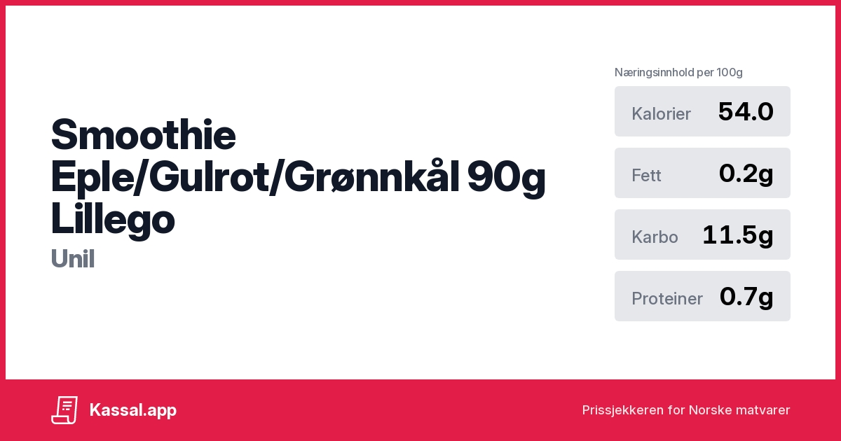Smoothie Eple/Gulrot/Grønnkål 90g Lillego Kassalapp®