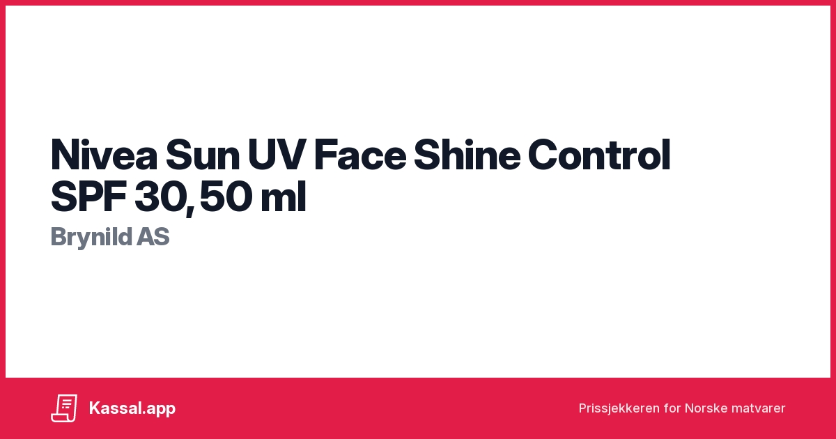 Nivea Sun UV Face Shine Control SPF 30, 50 ml Kassalapp®