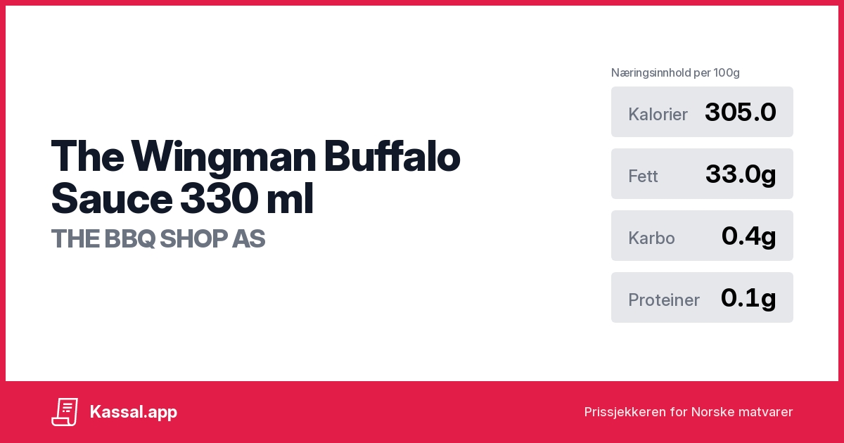 The Wingman Buffalo Sauce 330 ml Kassalapp®