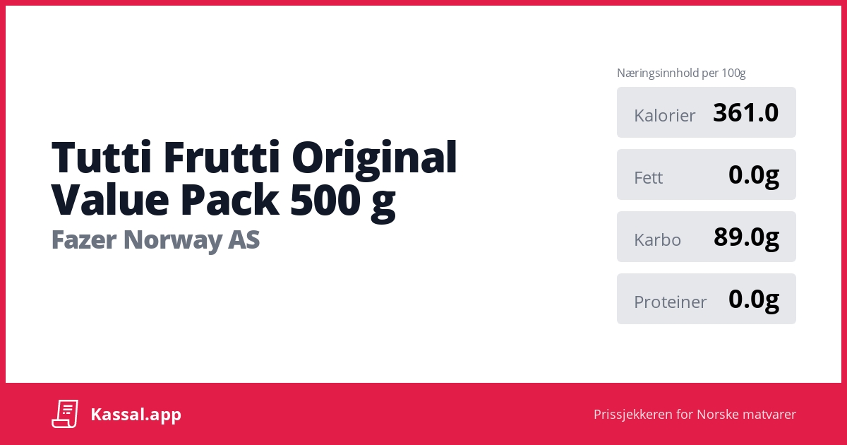 Tutti Frutti Original Value Pack 500 g Kassalapp®