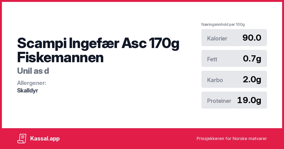 Scampi Ingefær Asc 170g Fiskemannen Kassalapp®