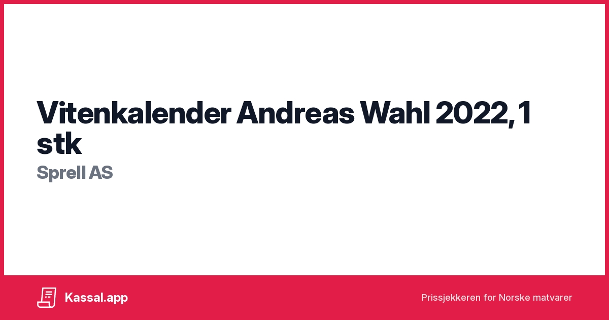 Vitenkalender Andreas Wahl 2022 1 Stk Kassalapp