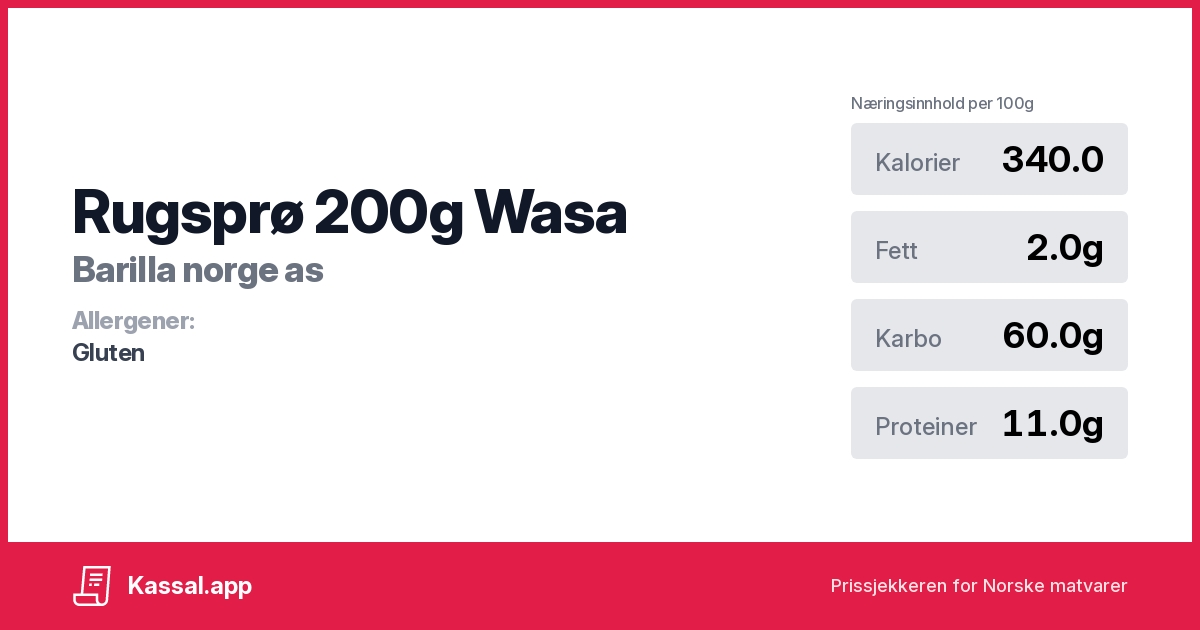 Rugsprø 200g Wasa - Kassalapp®