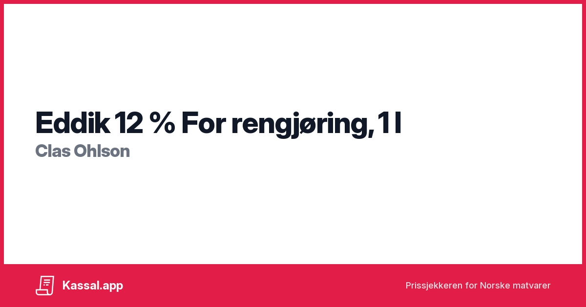 Eddik 12 % For rengjøring, 1 l - Kassalapp®