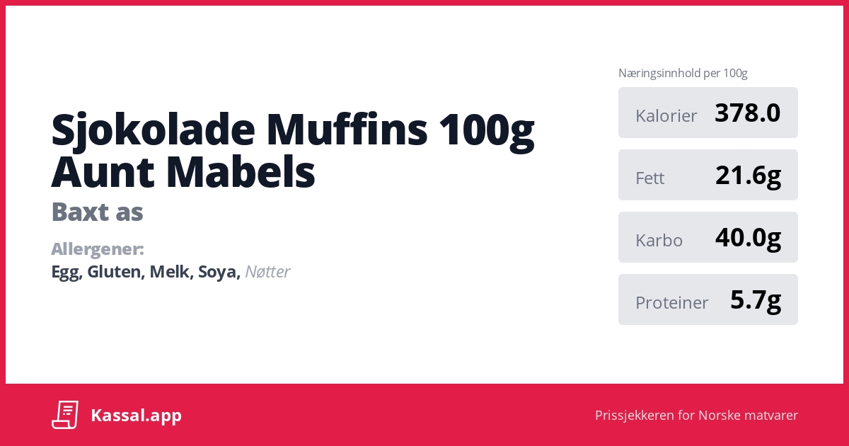 Sjokolade Muffins 100g Aunt Mabels - Kassalapp®