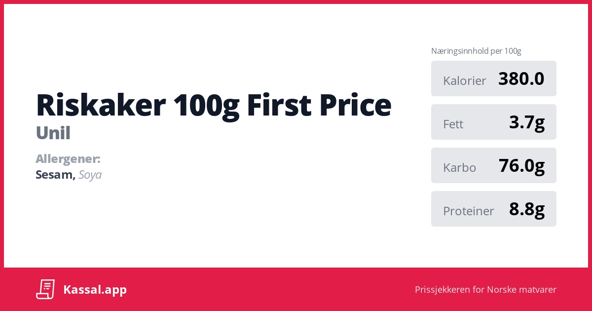 Riskaker 100g First Price - Kassalapp®