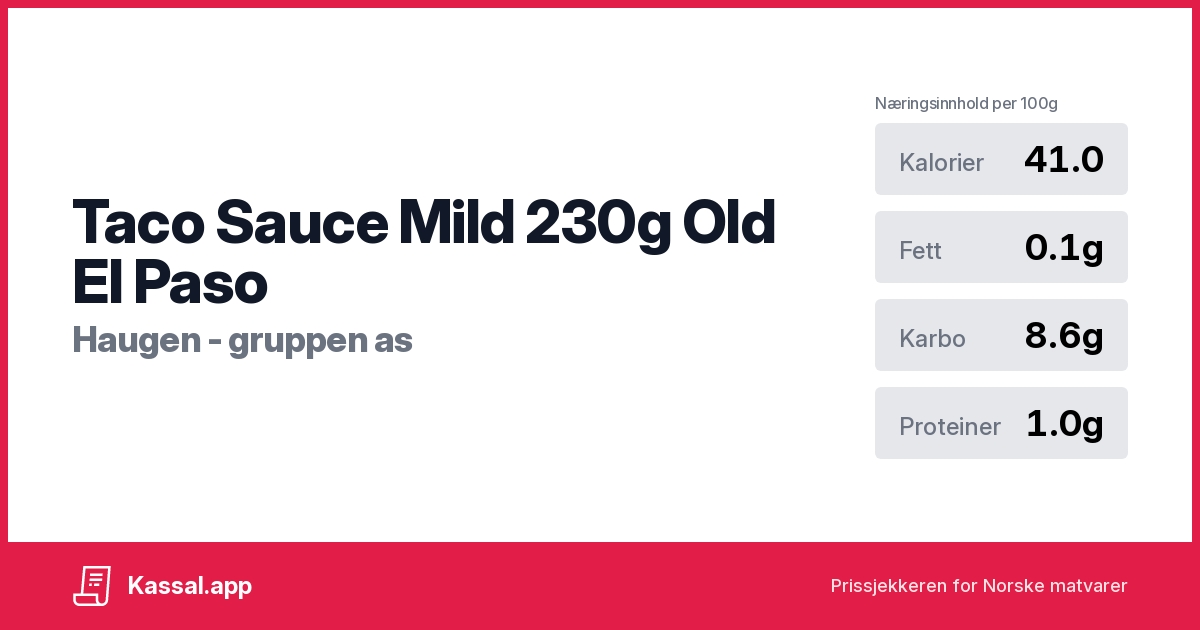 Taco Sauce Mild 230g Old El Paso Kassalapp®