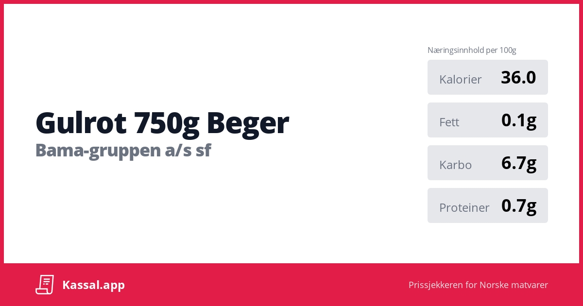 Gulrot 750g Beger - Kassalapp®