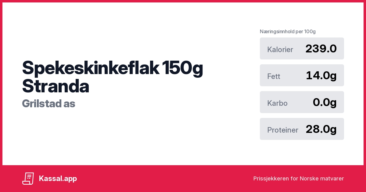Spekeskinkeflak 150g Stranda - Kassalapp®