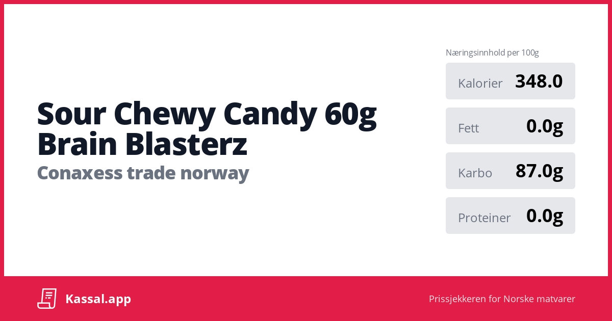 Sour Chewy Candy 60g Brain Blasterz 🧾Kassalapp