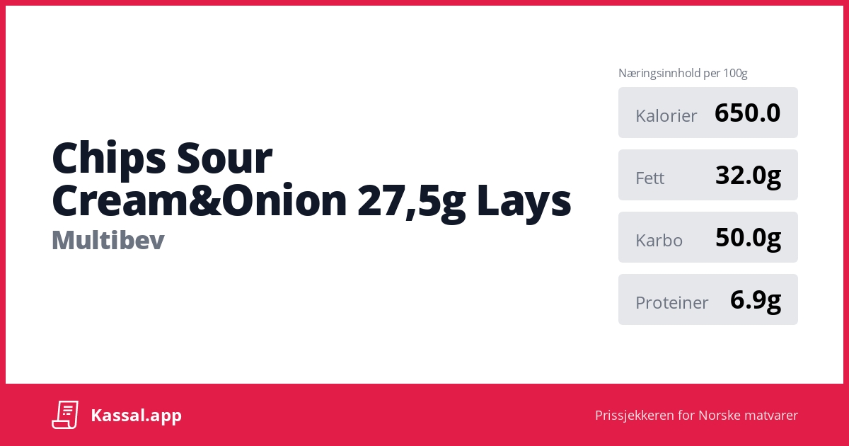 Chips Sour Cream&Onion 27,5g Lays Kassalapp®