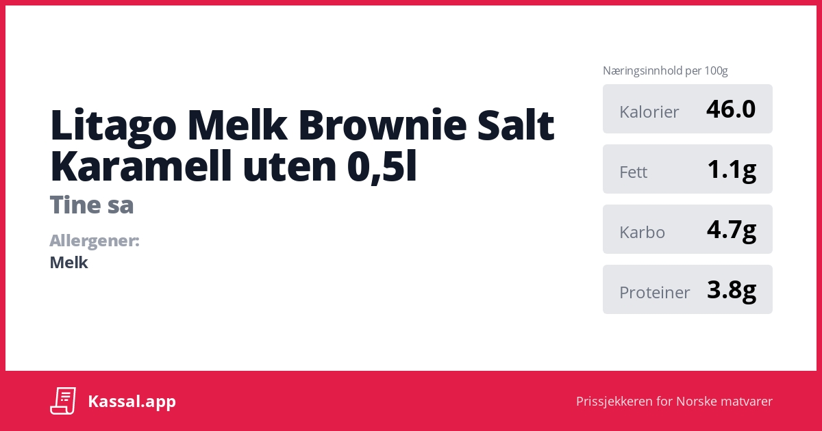 Litago Melk Brownie Salt Karamell uten 0,5l - Kassalapp®