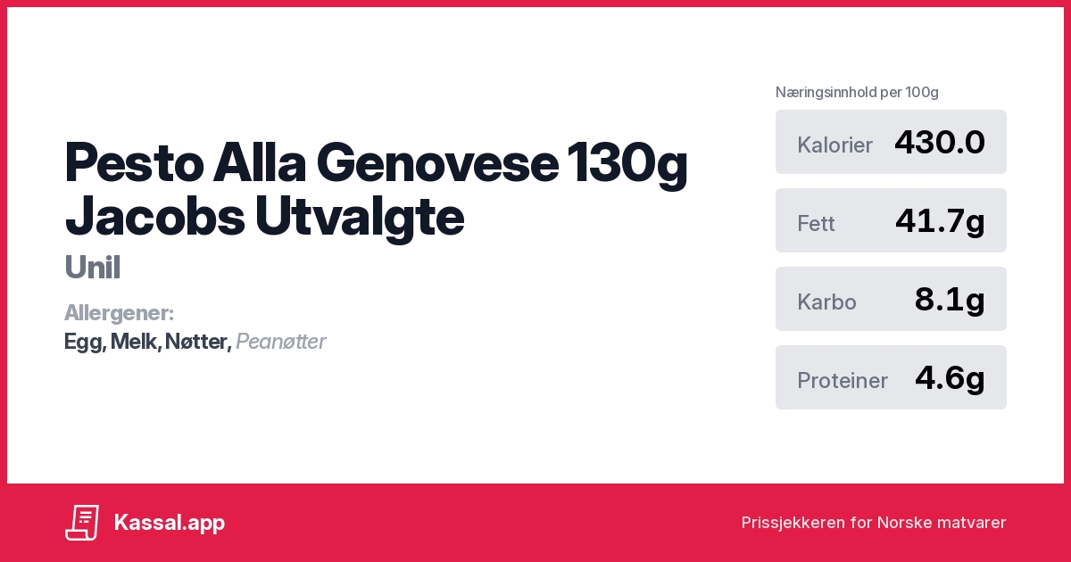 Pesto Alla Genovese 130g Jacobs Utvalgte Kassalapp®