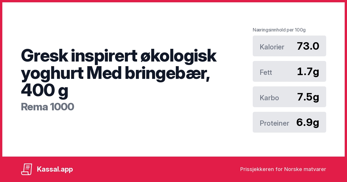 Gresk inspirert økologisk yoghurt Med bringebær, 400 g - Kassalapp®