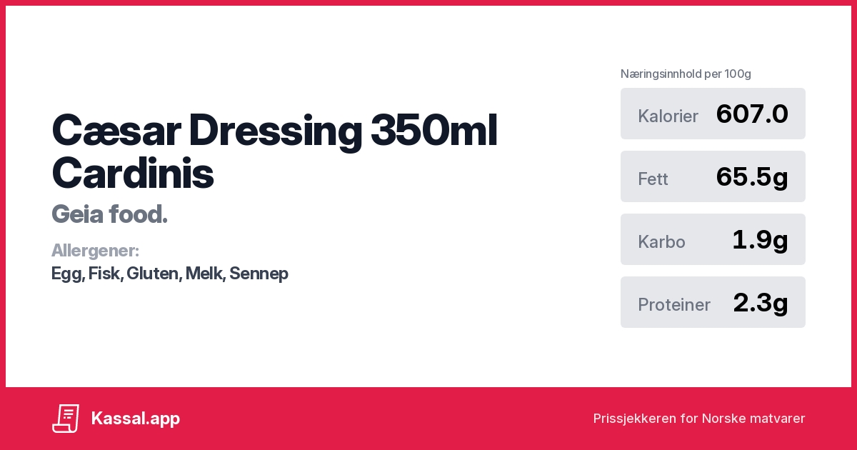 Cæsar Dressing 350ml Cardinis Kassalapp®