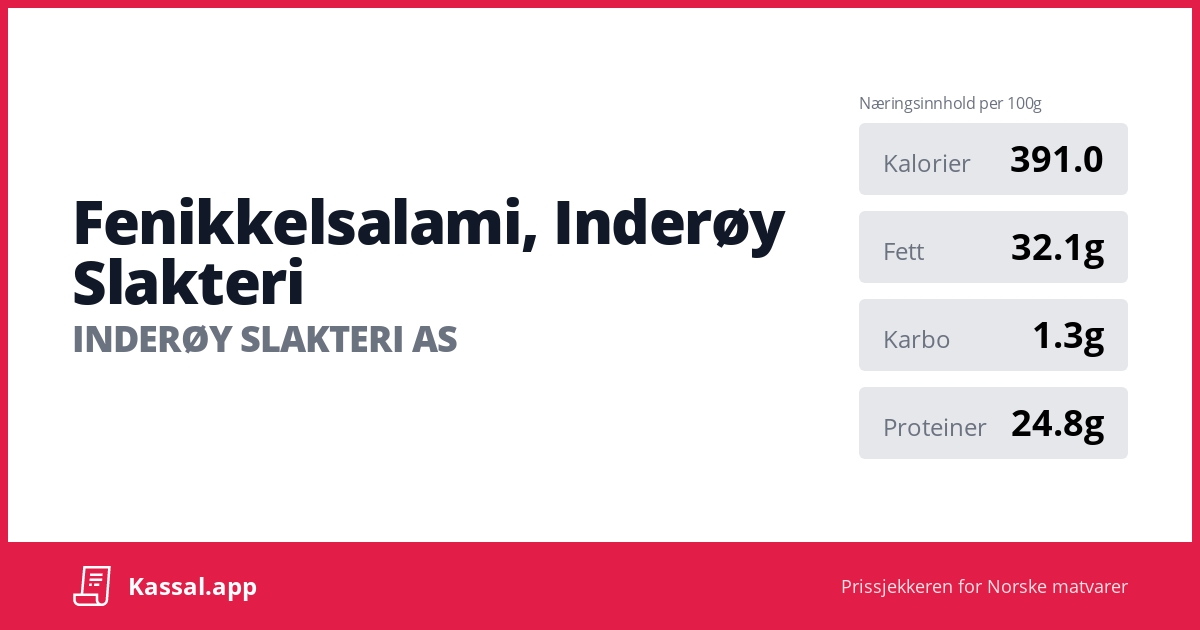 Fenikkelsalami, Inderøy Slakteri - Kassalapp®