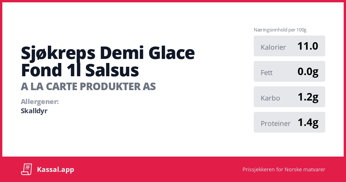 Sjøkreps Demi Glace Fond 1l Salsus Kassalapp®