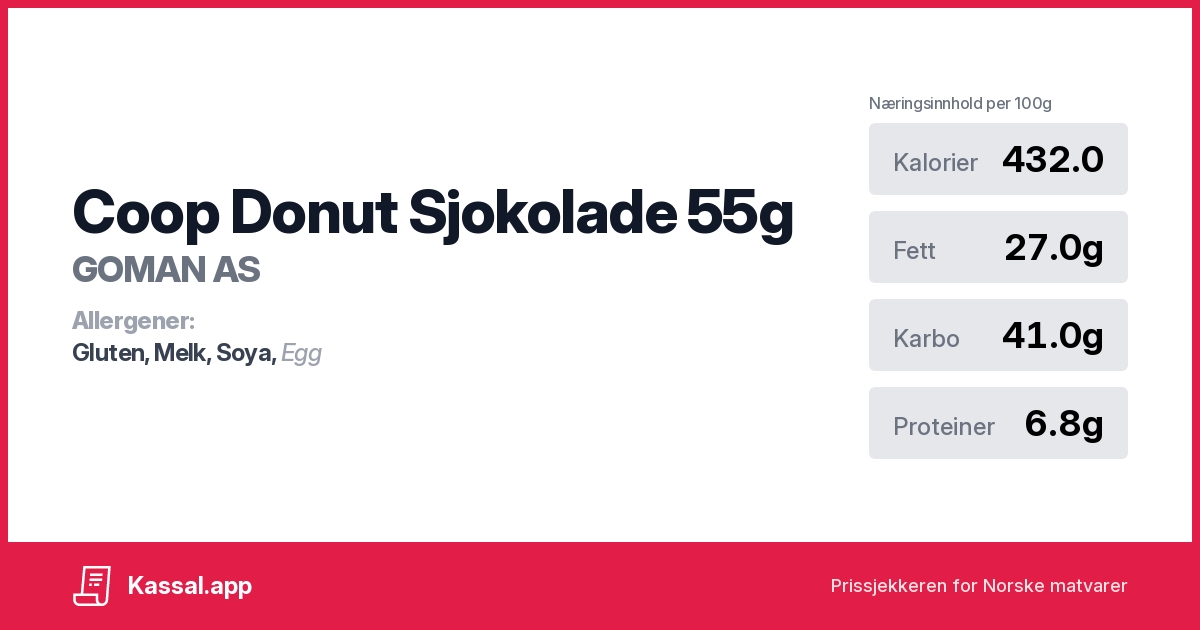 Coop Donut Sjokolade 55g Kassalapp®