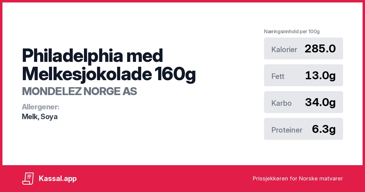 Philadelphia med Melkesjokolade 160g - Kassalapp®