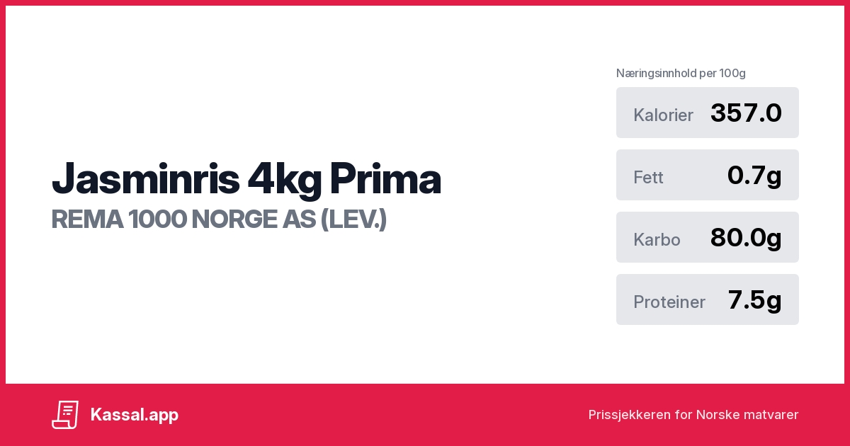 Jasminris 4kg Prima - Kassalapp®