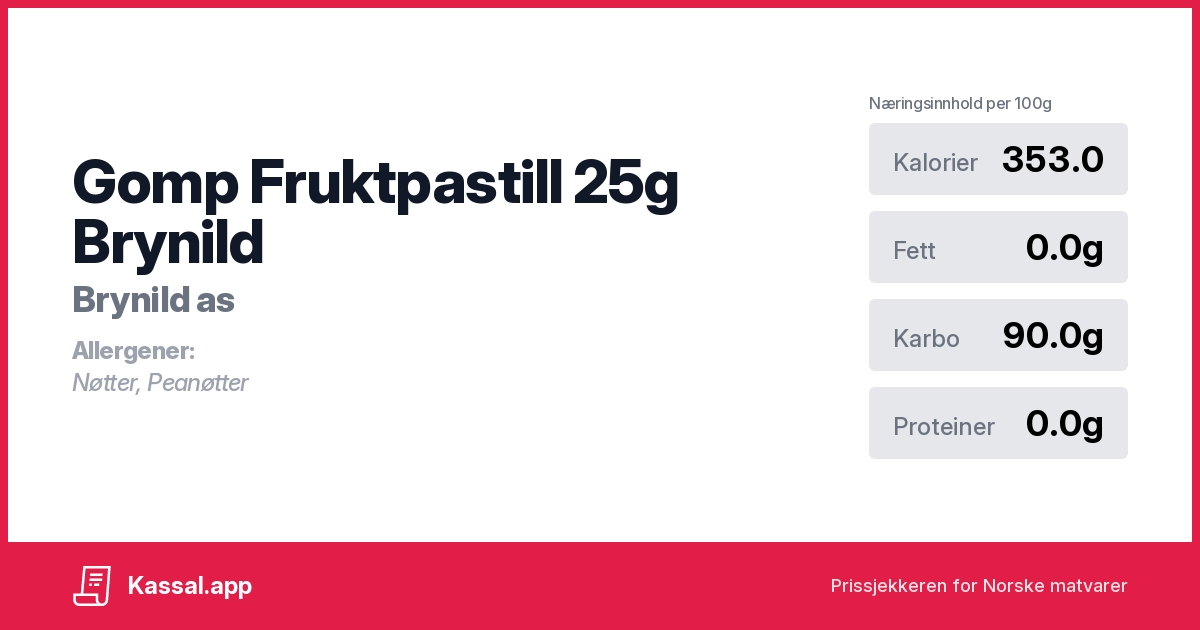 Gomp Fruktpastill 25g Brynild - Kassalapp®