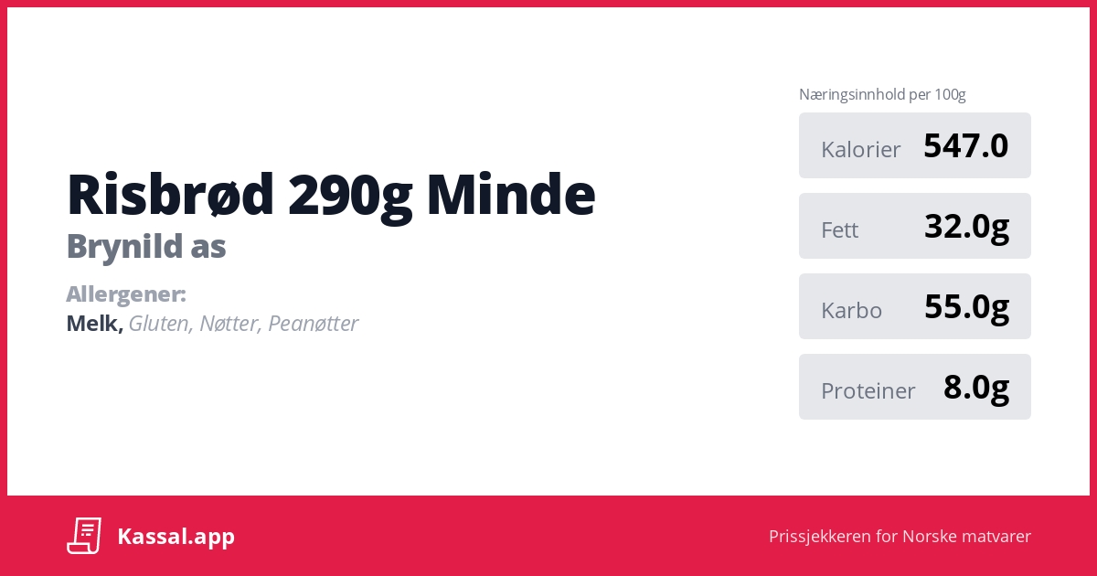 Risbrød 290g Minde - Kassalapp®