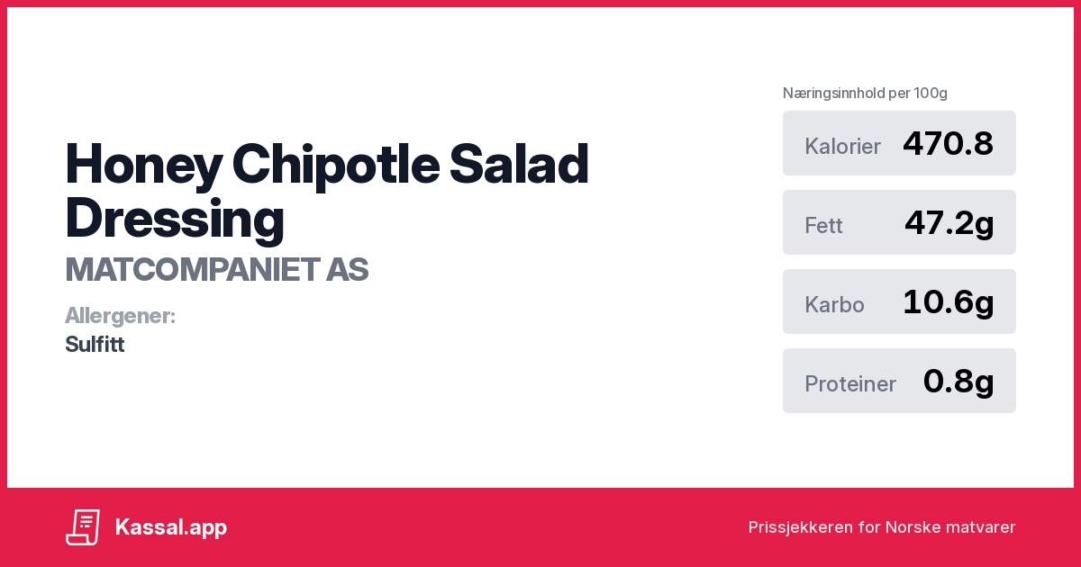 Honey Chipotle Salad Dressing Kassalapp®