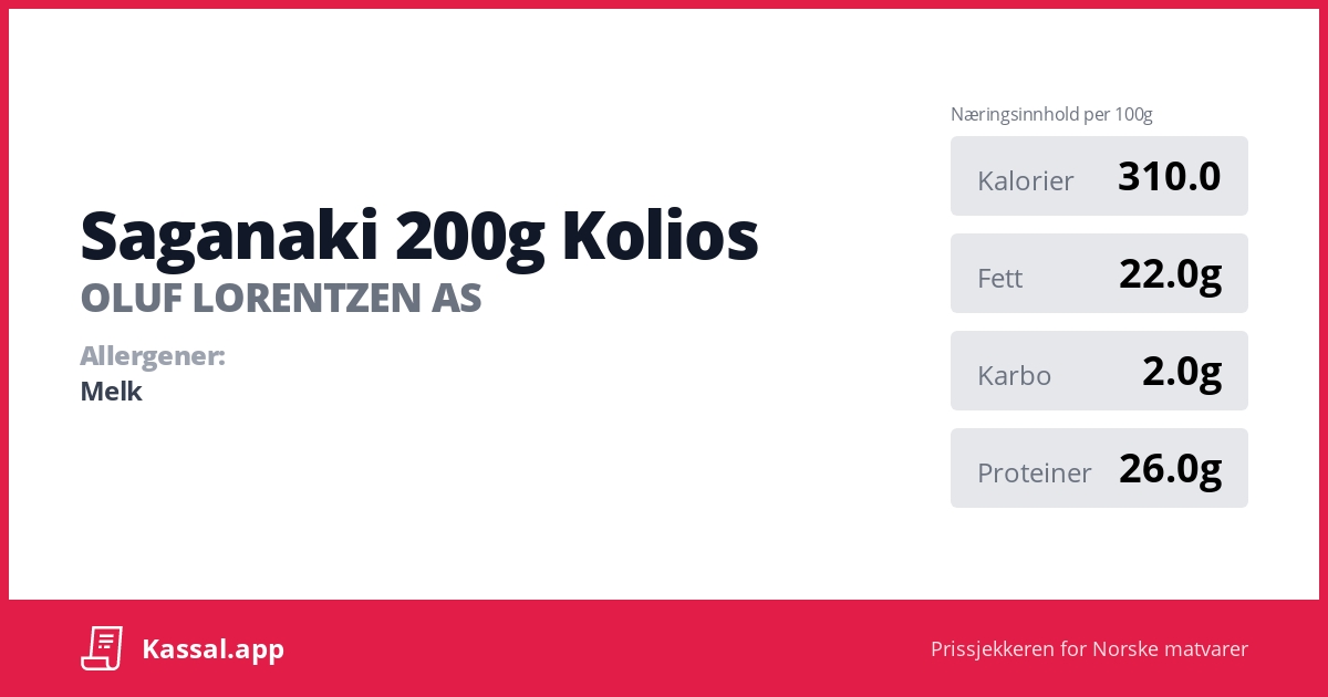 Saganaki 200g Kolios - Kassalapp®