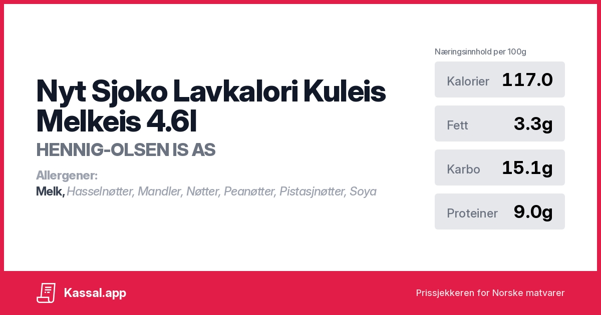 Nyt Sjoko Lavkalori Kuleis Melkeis 4.6l - Kassalapp®