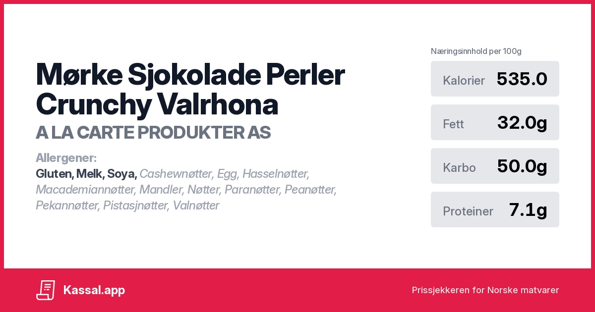 Mørke Sjokolade Perler Crunchy Valrhona - Kassalapp®