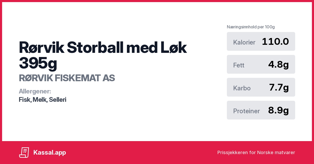 Rørvik Storball med Løk 395g - Kassalapp®