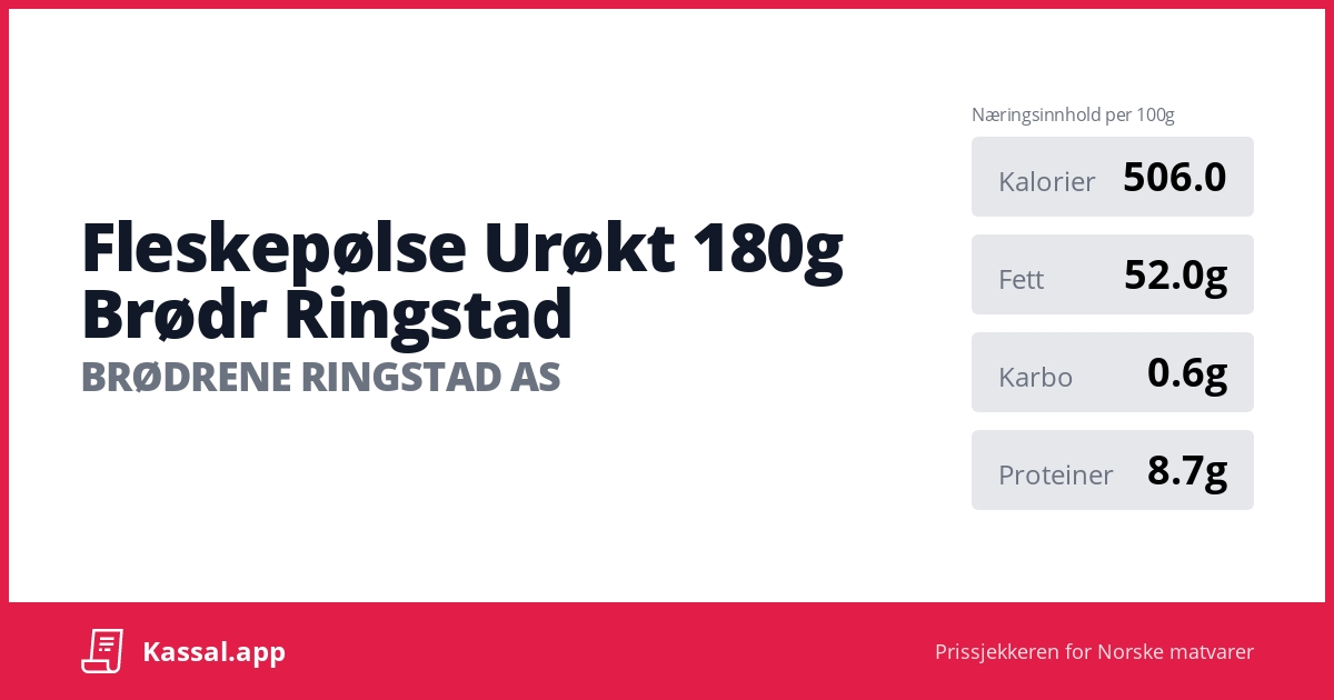 Fleskepølse Urøkt 180g Brødr Ringstad - Kassalapp®