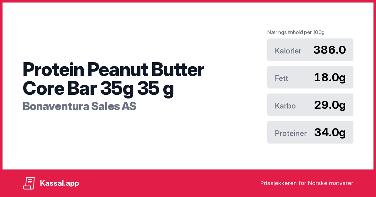 Protein Peanut Butter Core Bar 35g 35 g Kassalapp®