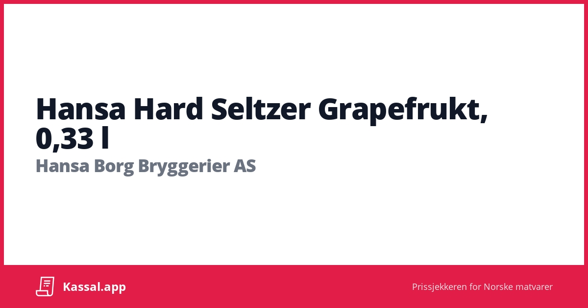 Hansa Hard Seltzer Grapefrukt, 0,33 l Kassalapp®
