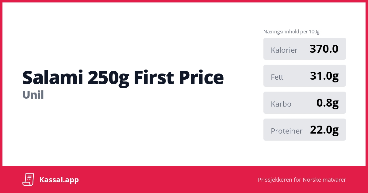 Salami 250g First Price Kassalapp®